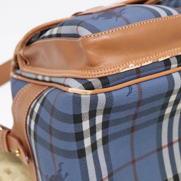 Burberry Nova Check Shoulder Bag Pvc Leather Blue Gold - Picture 12 of 16